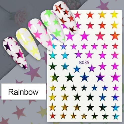 Star Nail Stickers 8 Colors Star Nail Art Stickers Gold Silver Regular Vbn-14