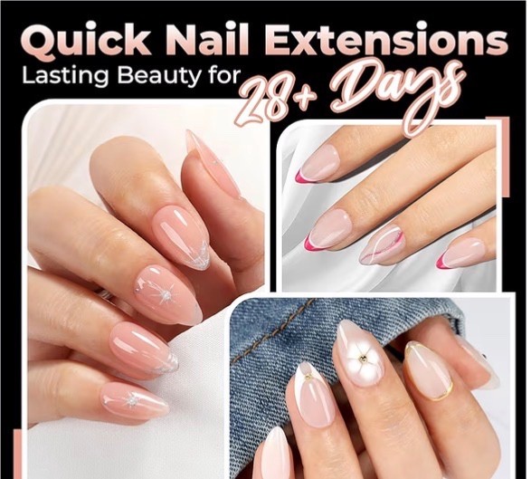 4 Pack UNA GELLA Extra Short Almond Nail Tips 2016PCS Full Cover Soft Gel Clear