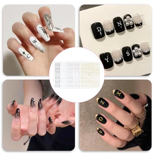 10 Sheets Letter Nail Art Stickers, Small Letter Nail Art Design Stickers,