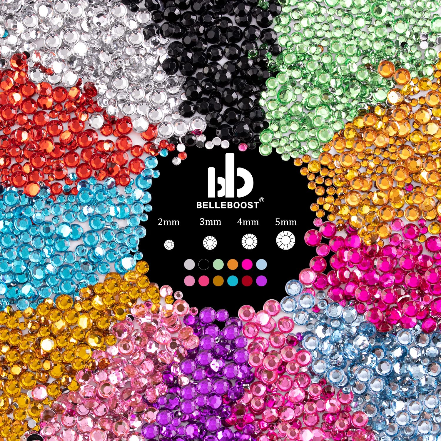 Flat Back Rhinestone Kits Colorful Rhinestones+Crystal AB&Transparent White G…