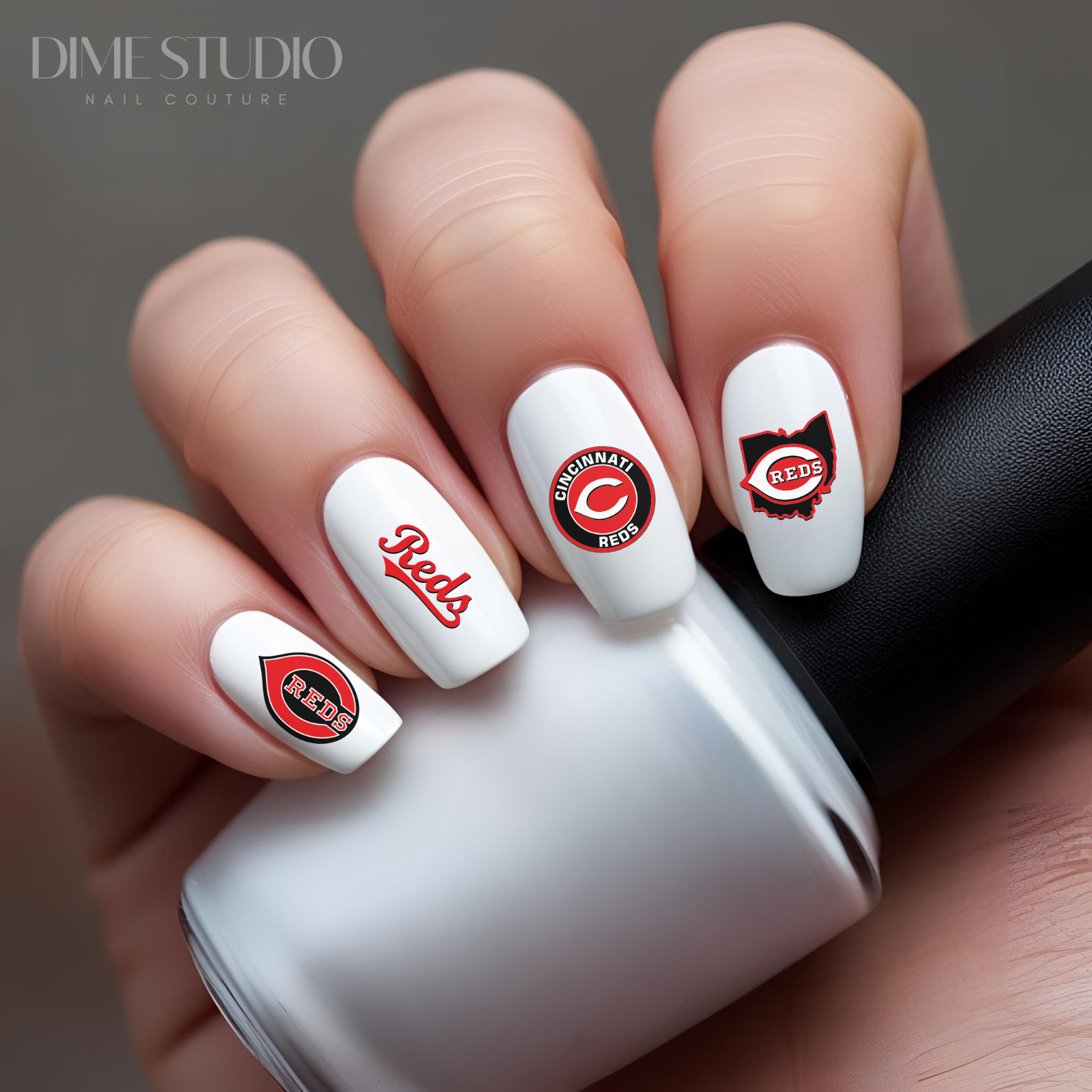 Cincinnati Reds Baseball Nail Decals Water Transfer Clear Overlay Nail Tattoo
