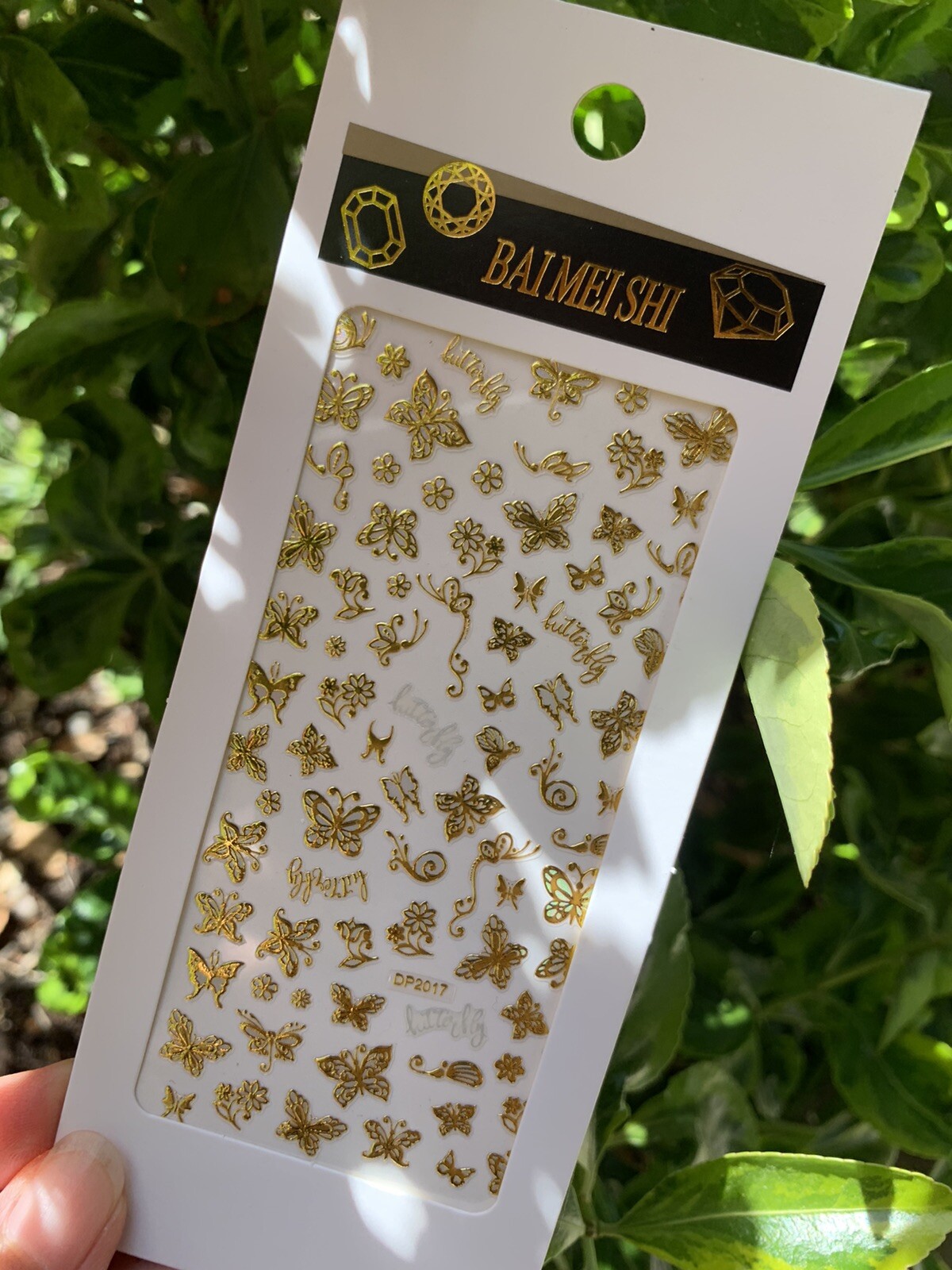 8 Sheets/Set Nail Art Sticker 3D Butterfly Gold Nail Decals Multiple Sizes