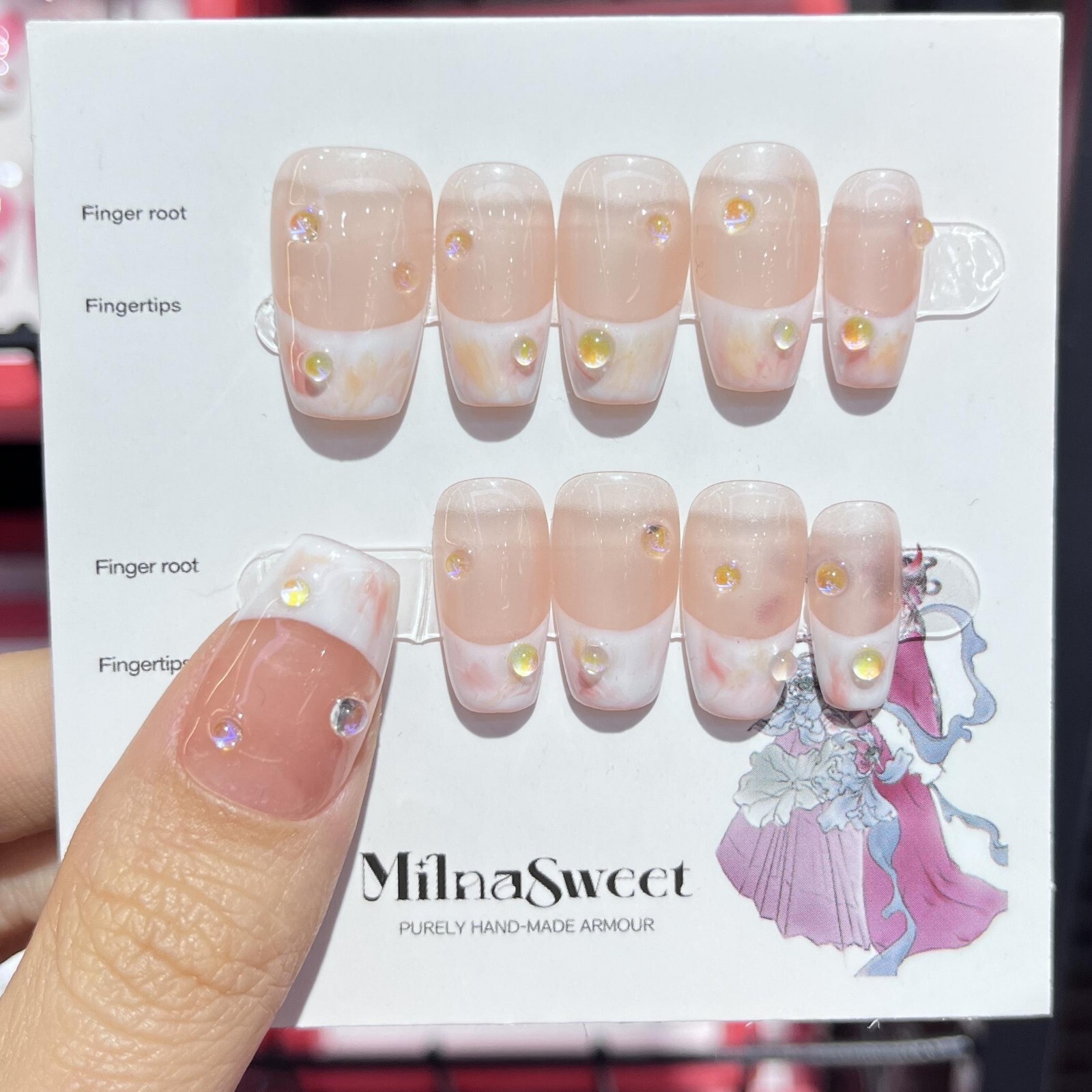 Handmade Press on Nails 10 pc set .+5 Pieces Nail Stickers
