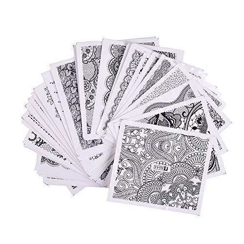Nail Art Stickers, 40 Sheets Water Transfer Decals for DIY Black Lace Flower