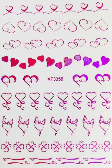 12 Sheets Nail Art 3D Decal Stickers heart with cardiogram bow clover XF335 NH21