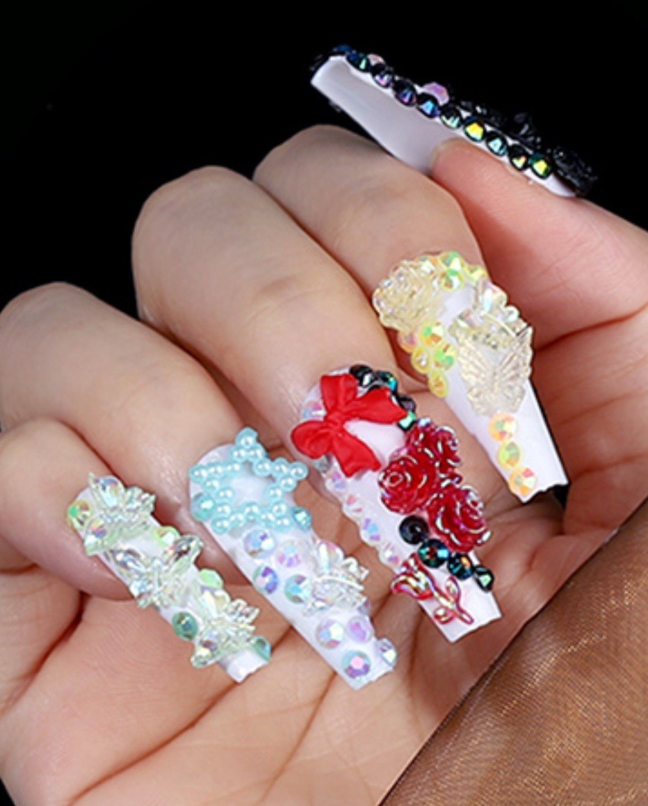 Nail Charms, Nail Rhinestones Kit with 8 Boxes of Nail Gems, 3D Charms for Nails