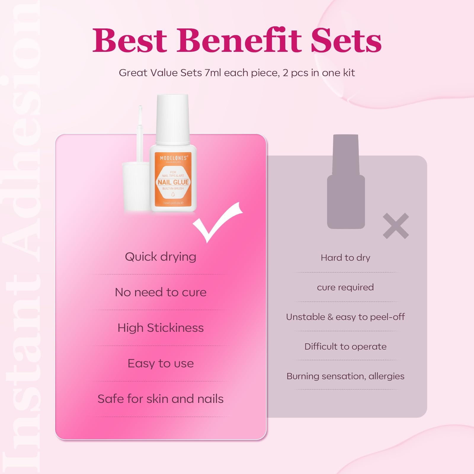 Nail Glue for Press Ons Nails Strong 2pcs 14ml Nails Tips Brush On Long Lasti…