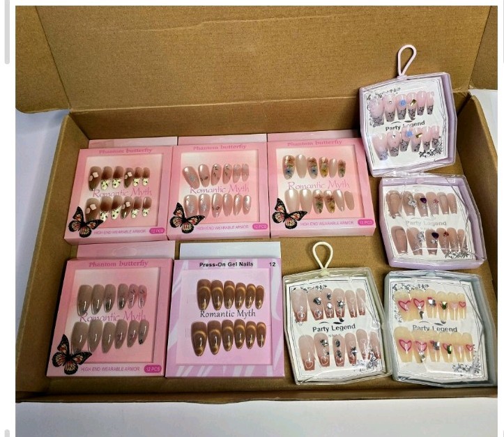 Luxury Press On Nails, Bundle Mixed Lot, Size Medium, NEW, 9 Pack, Set Of 10