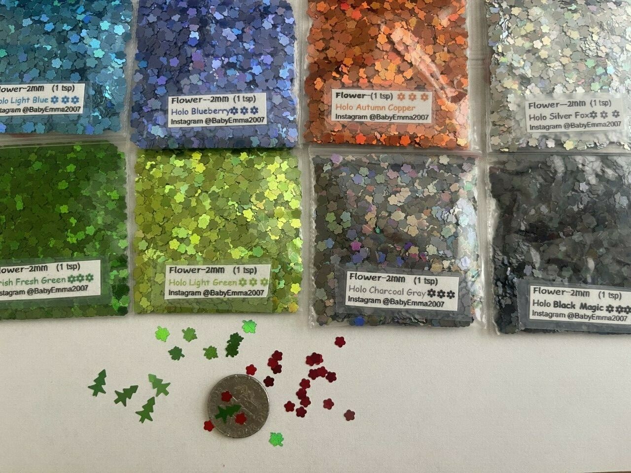 Solvent Resistant Holo FLOWER shape Glitter U Pick Color-Nail Art Face Crafts-US
