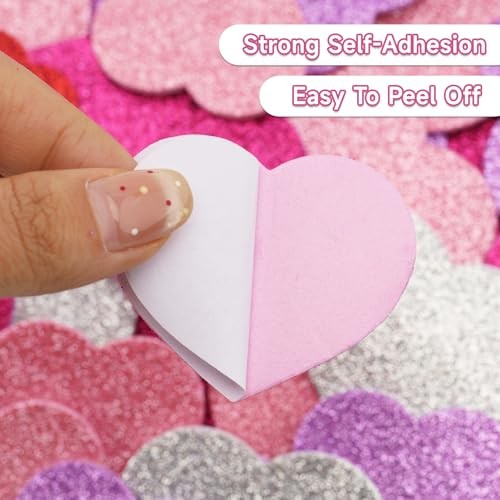 360Pcs Heart Stickers – Colorful Glitters Shape Stickers for Reward Foam Heart