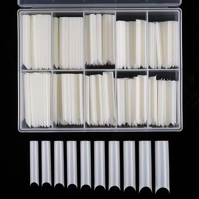 200Pcs XXL C Curve Nail Tips Extra Long Square Fake Nails Half Cover False Nail