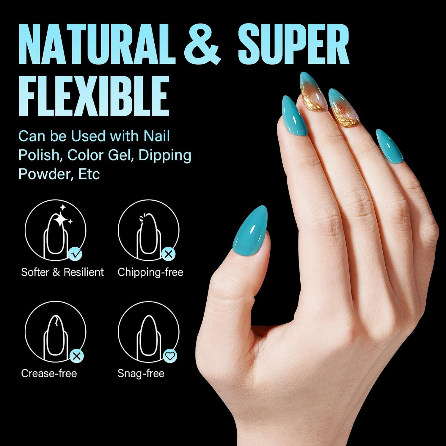 Medium Almond Nail Tips, 240Pcs Soft Acrylic Nails Tips Pre-Shaped Gel Tips, Med