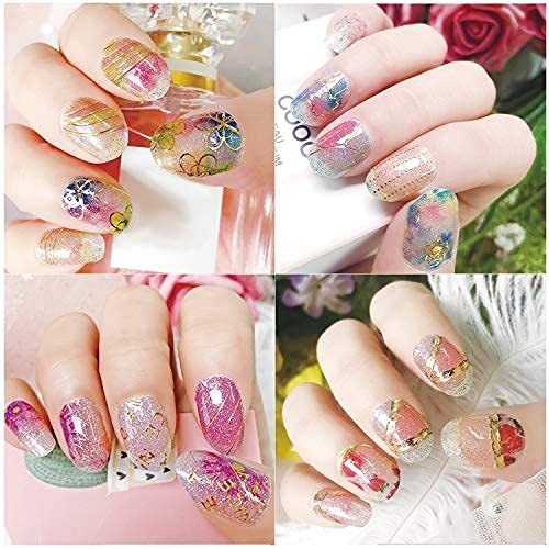 14 Sheets Full Wrap Gradient Nail Polish Stickers Self-Adhesive Bright Style
