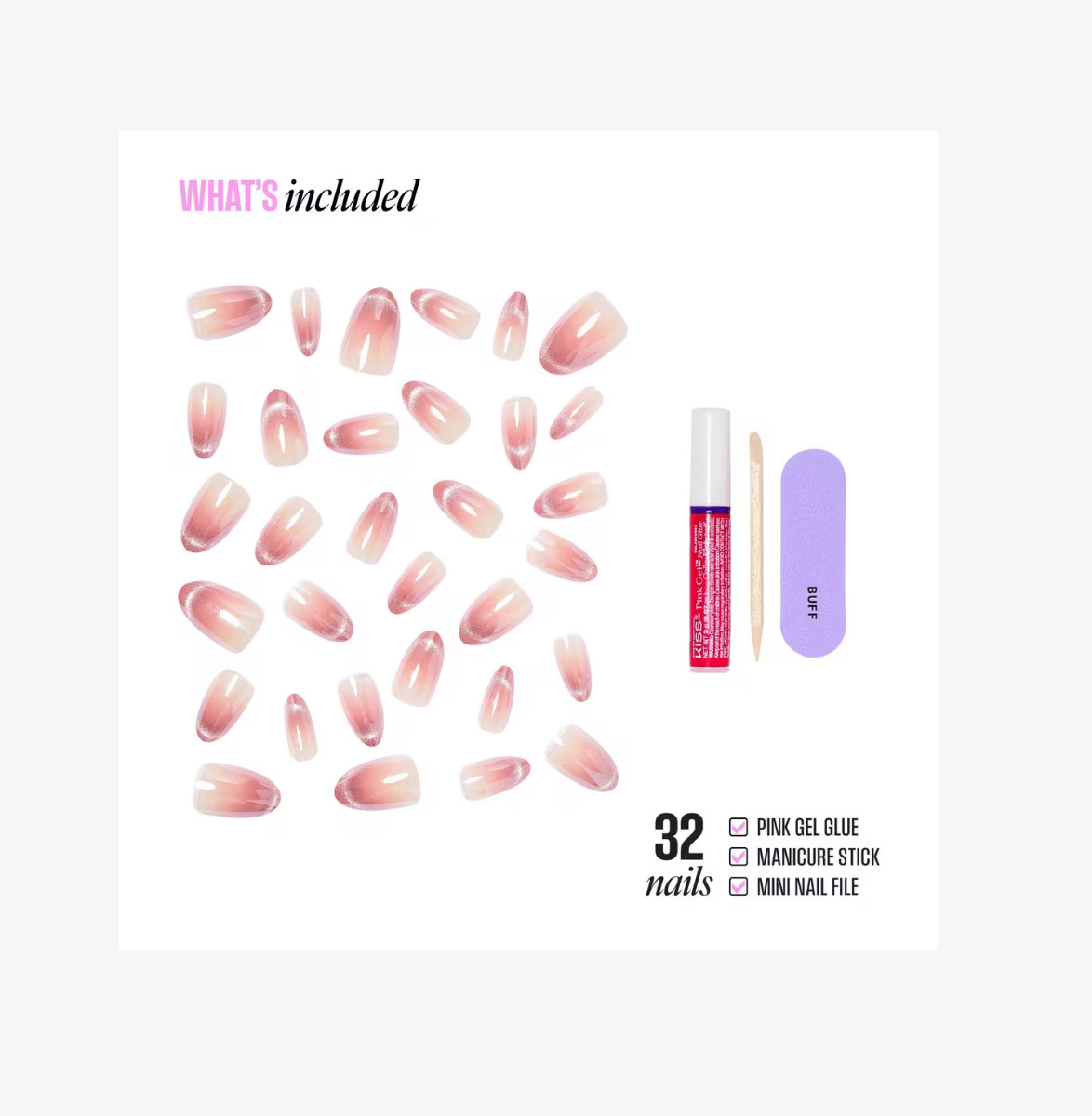 KISS GLAM Embellished Press On Nails – Medium length 32 nails – Stardust Wonder