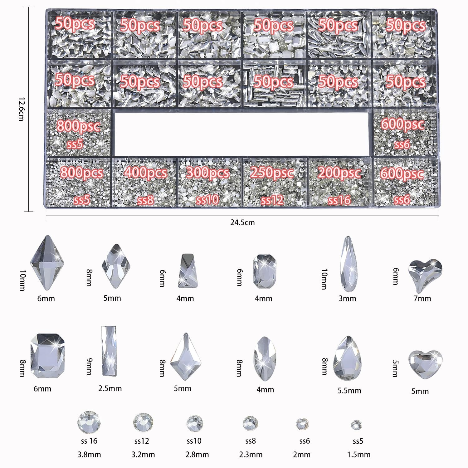 Transparent Nail Rhinestones Kit – 4950pcs