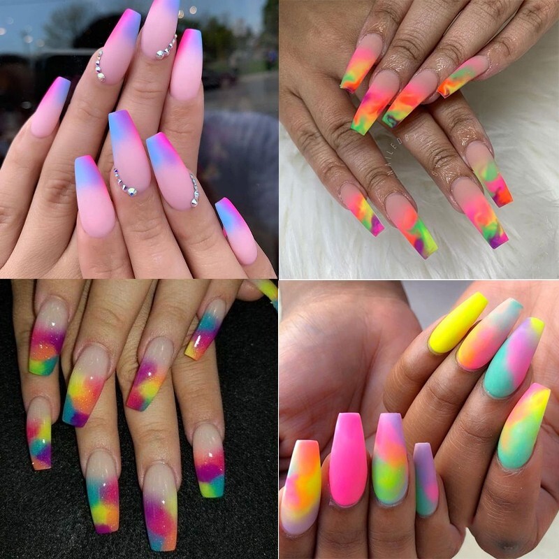 12 Colour Set Neon Pigment Nail Art Powder Dust Ombre Smoky Florescent Face Body