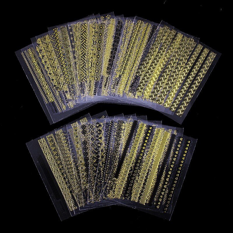 24pcs 3D Gold Nail Art Stickers Flower Lace UV Nail Gel Tips Manicure Decals