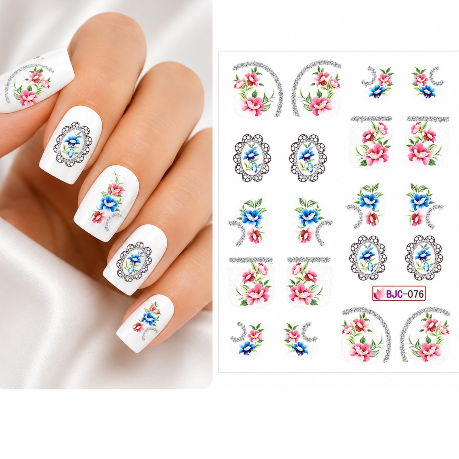 Flower Lace Botanical Floral Nail Art Decal Bloom Water Transfer Manicure Beauty