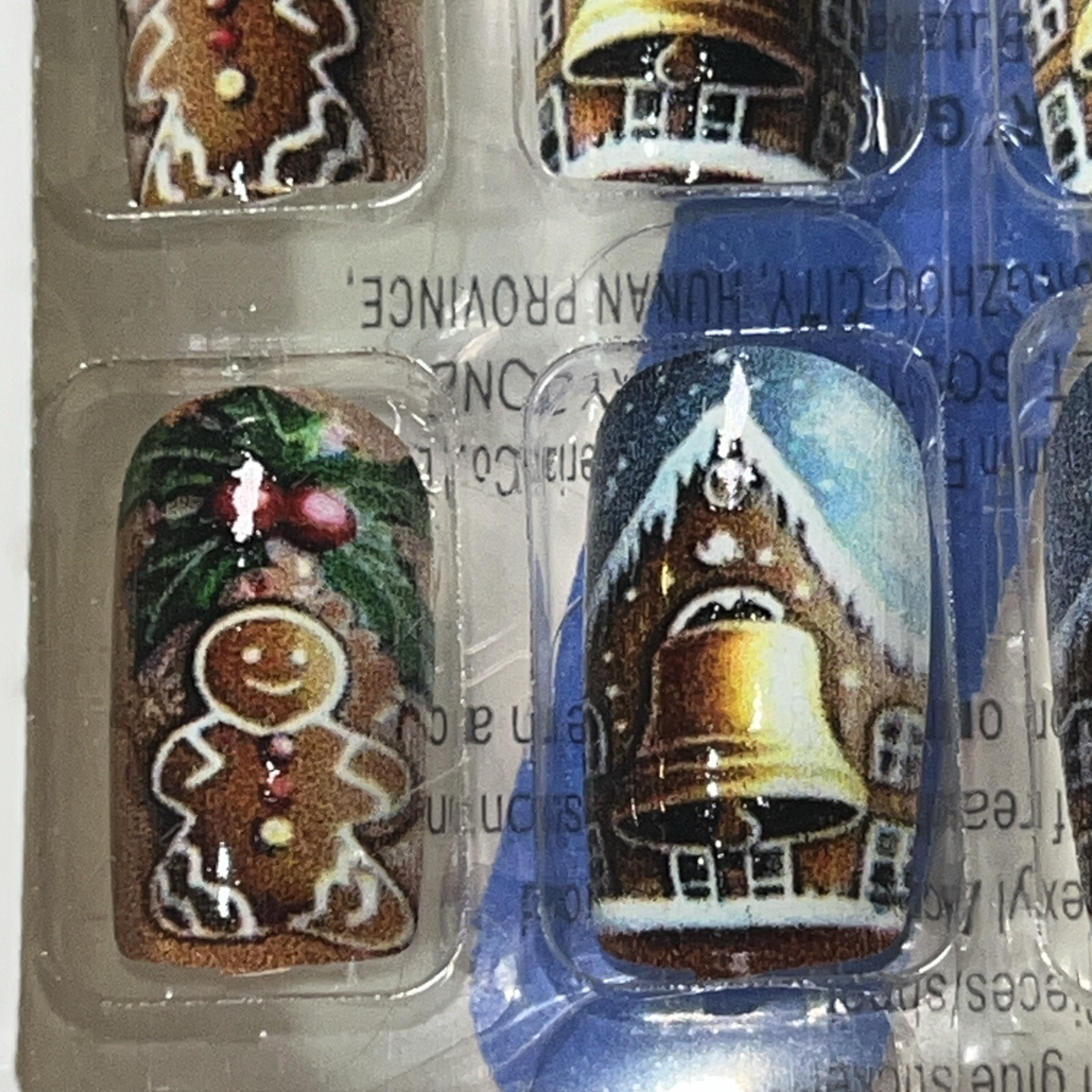 2 New Sets Of Press-On Manicure Nails, Short Rounded Gingerbread & Holiday Glam