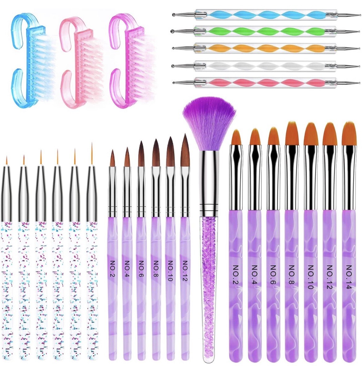 28-Piece (2 PACK) Ultimate Acrylic Nail Brush Set for Stunning Nail Art