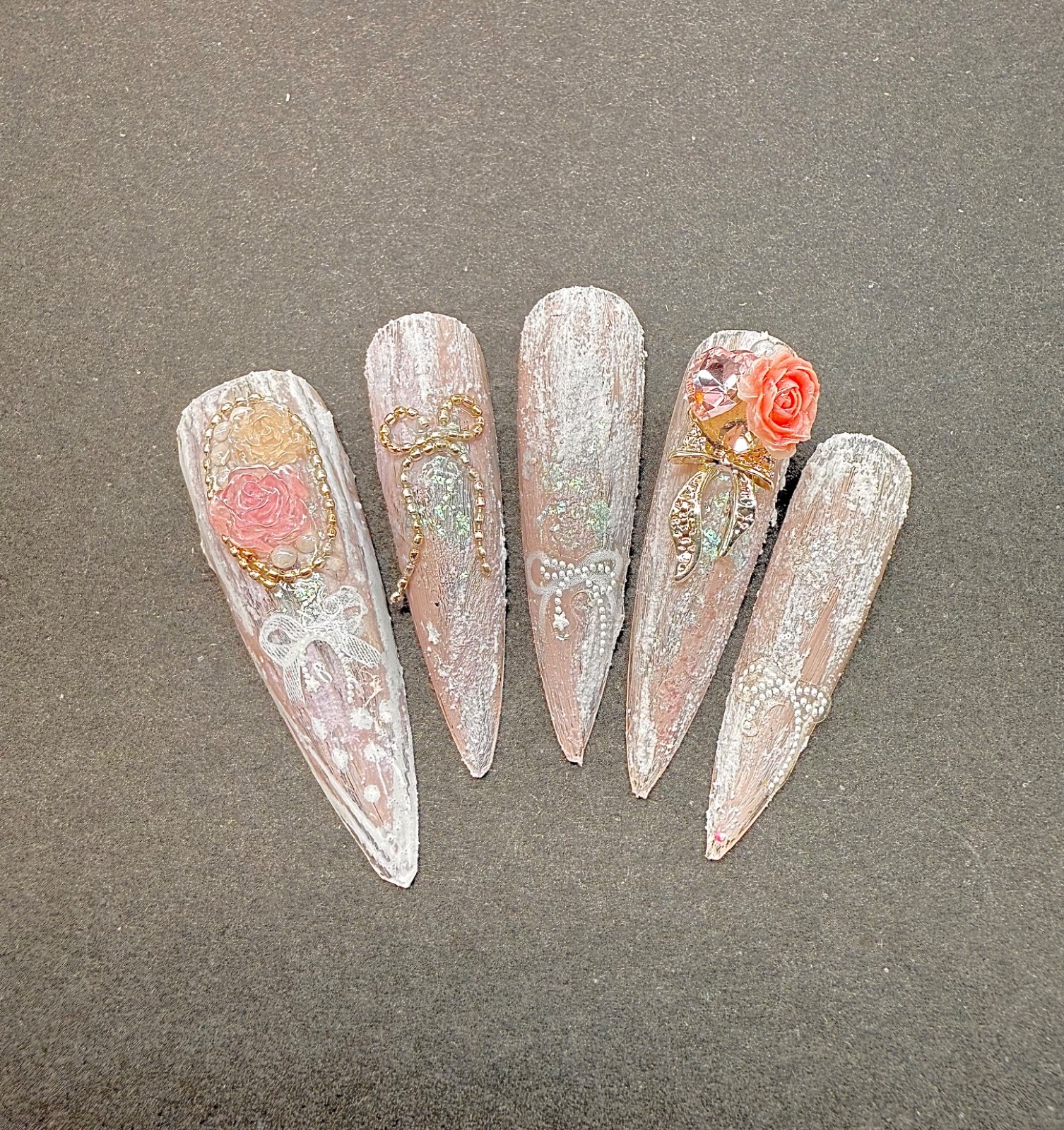 STILETTO XXL Handmade nails matte 3D 10 pcs Frosted design
