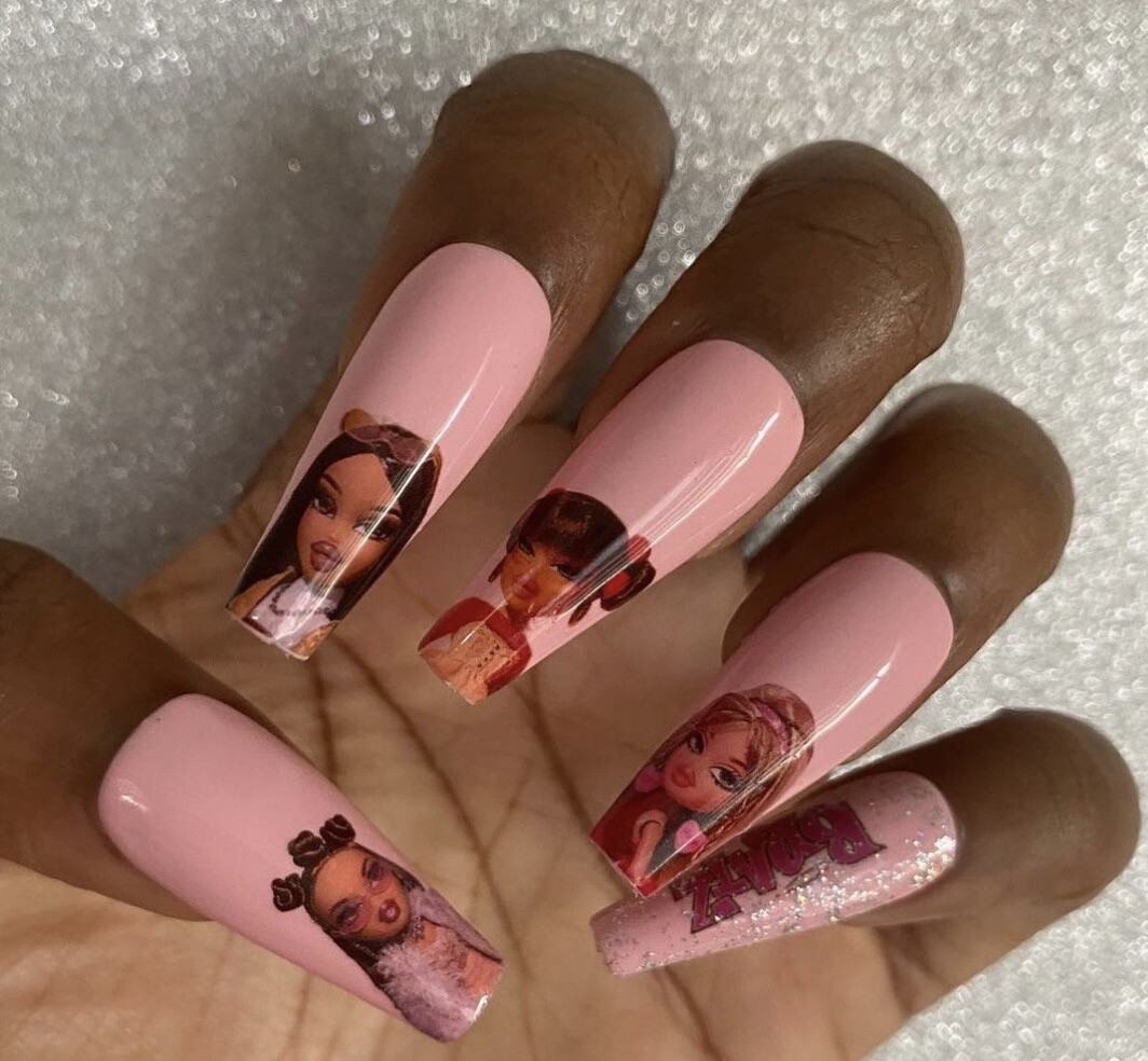 Baddie Bratz Doll Nail Decals Waterslide Airbrush Nail Art Nail Wraps Stickers