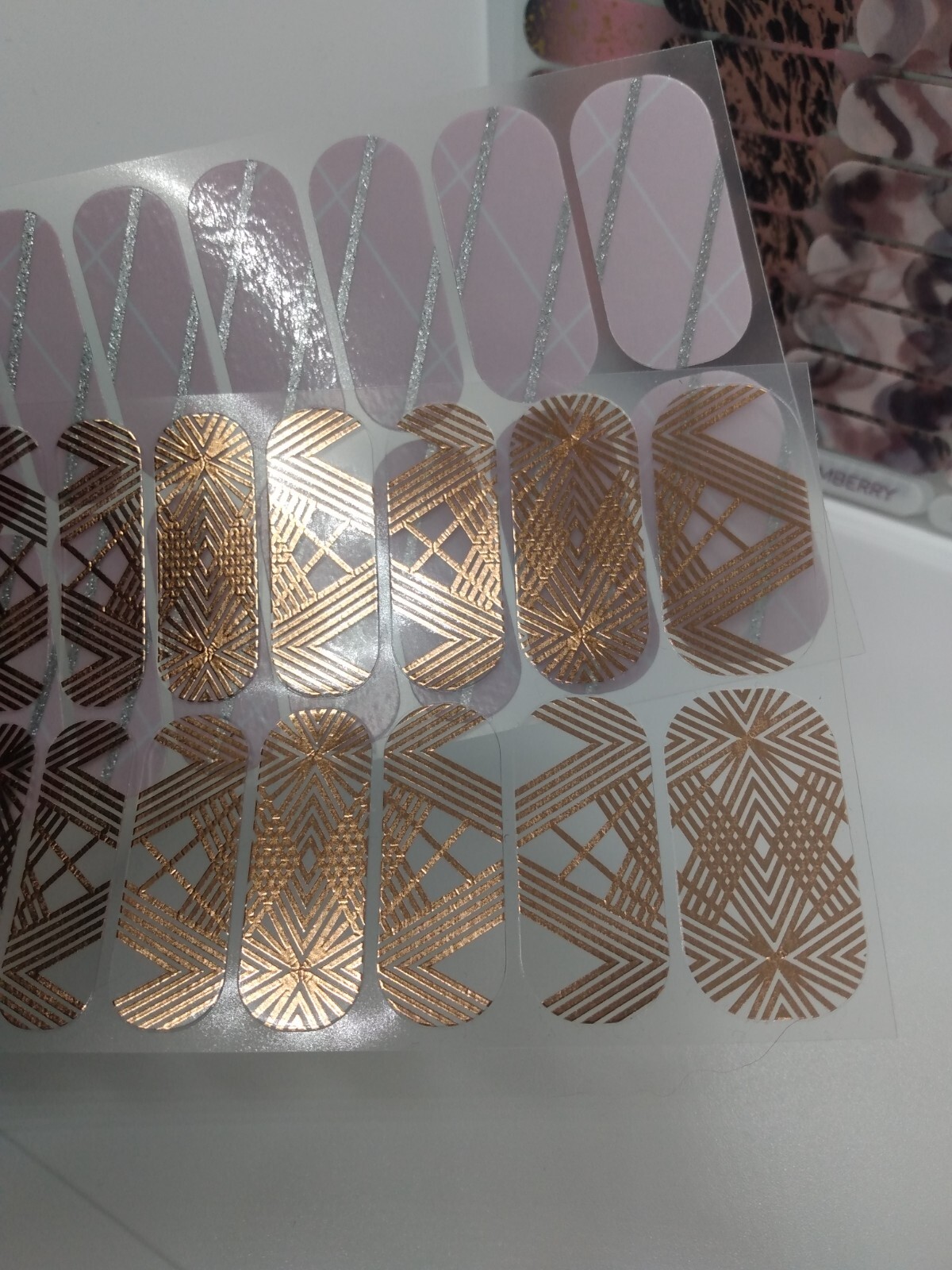 Jamberry Nail Wraps Full Sheets – Pink Beige Copper Abstract Patterns Lot of 5
