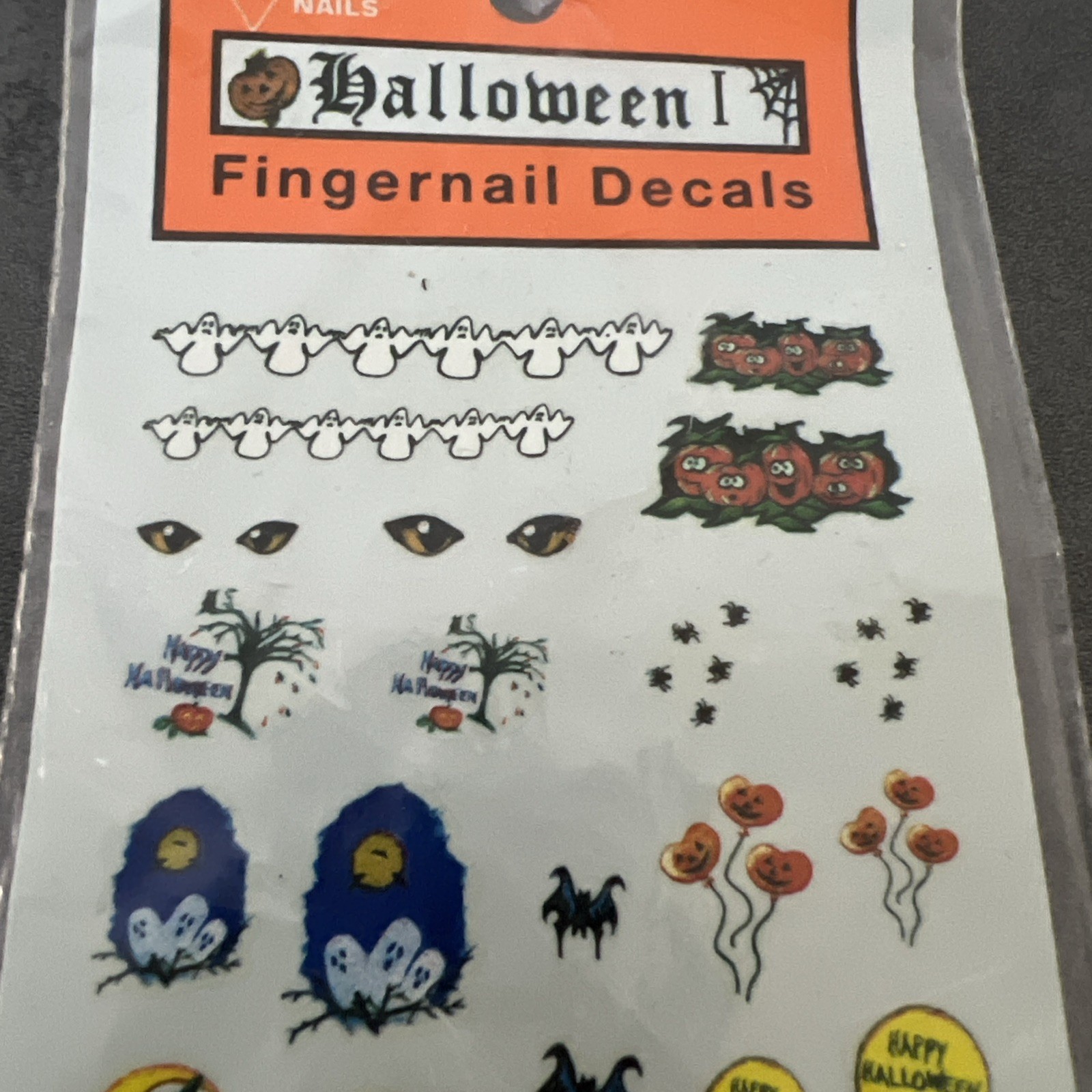 NEW Vintage 1992 Winning Nails Halloween Fingernail Decals Nail Art Ghost Spooky