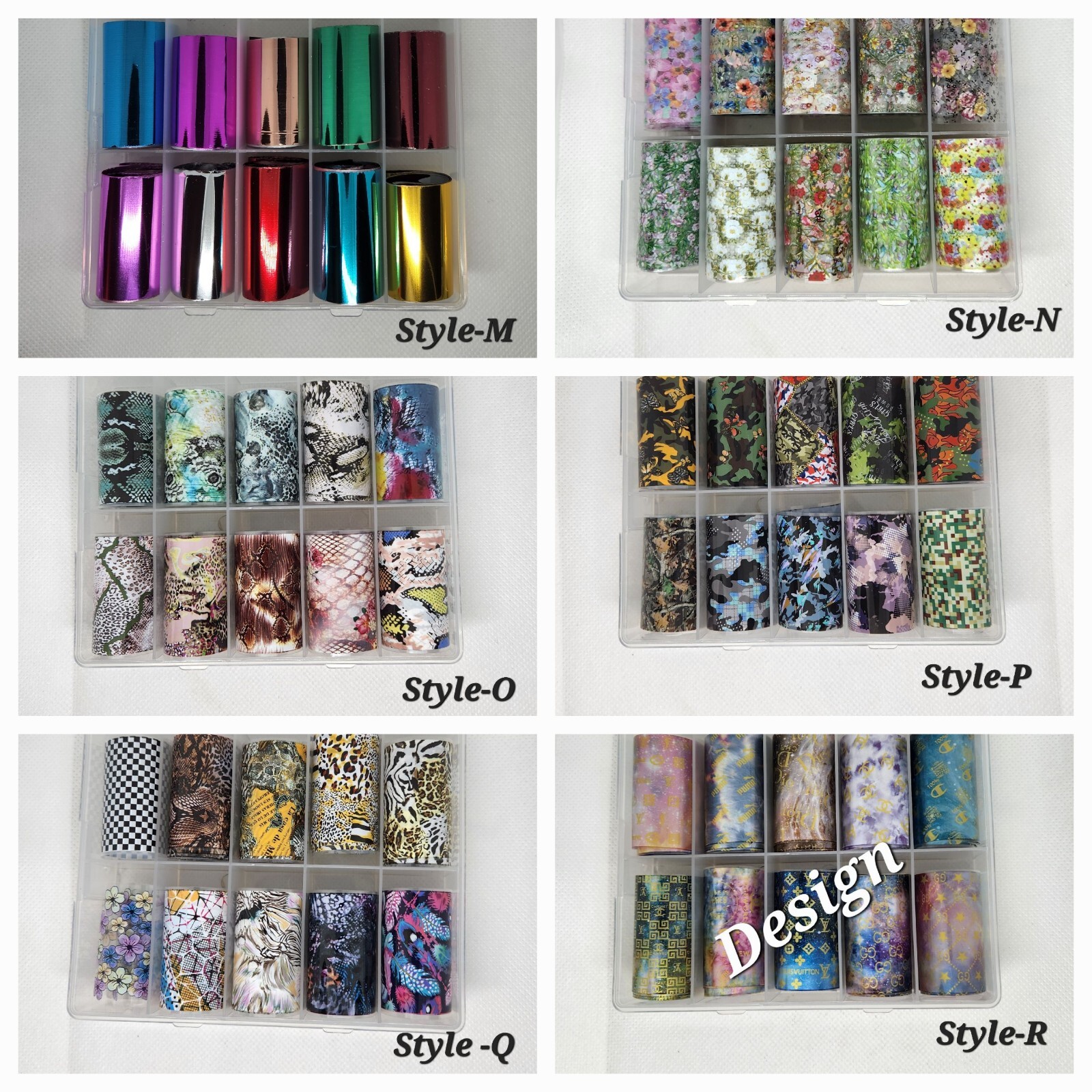 10/PCS Assorted Nail Art Transfer Foils Ea.Sets sold separate 8in.long