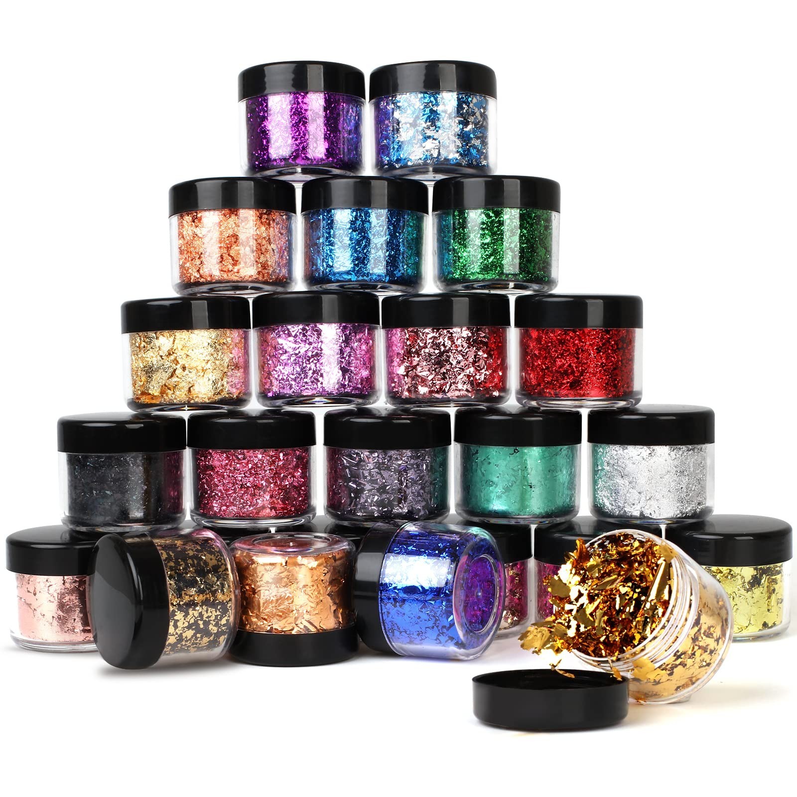 Gold Foil Flakes – 24 Color Metallic Gilding Flakes for Resin, Nails, Paintin…