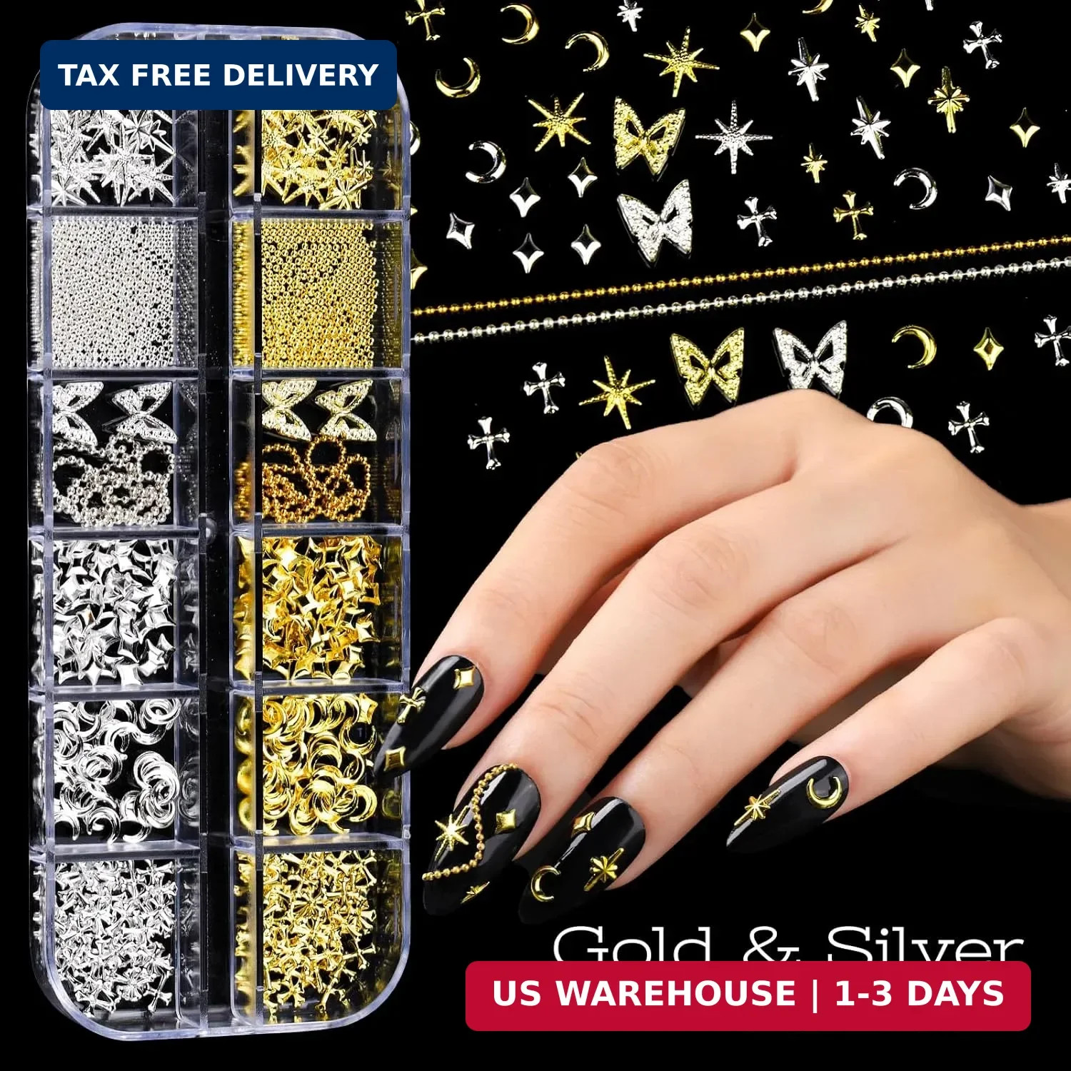 Nail Charms 15 Pcs Nail Art Brushes 5 Pcs Nail Dotting Tools 2 Set of Nail Stand