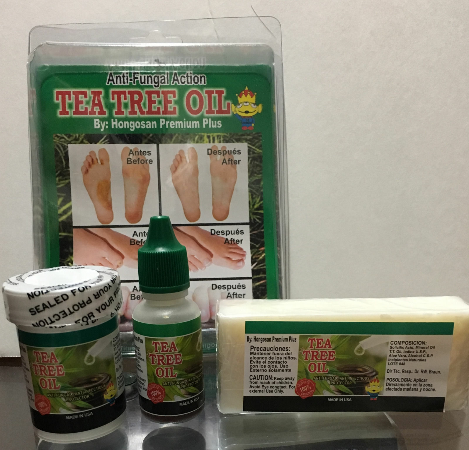Pomada,Jabon & Gotas Tea Tree Oil Formula Feet Nails Fungus Hongos en Uñas Pies