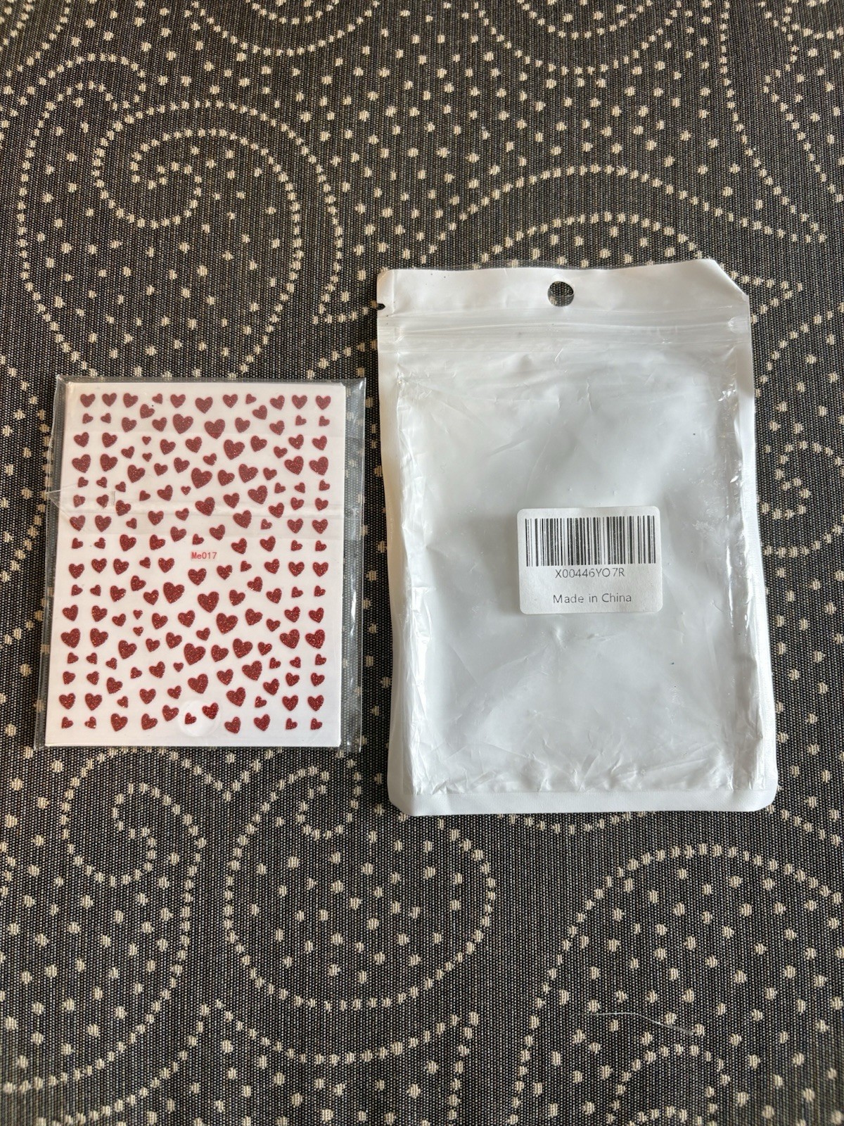 Multicolor Glitter Heart 3D Nail Art Stickers Self-Adhesive for Love Theme