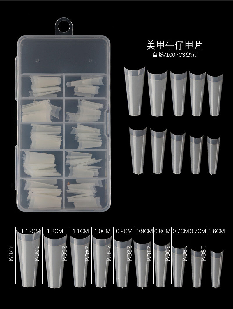 100pcs/case Flat French Half Cover Artificial Fake False Nail Tips 10 Sizes