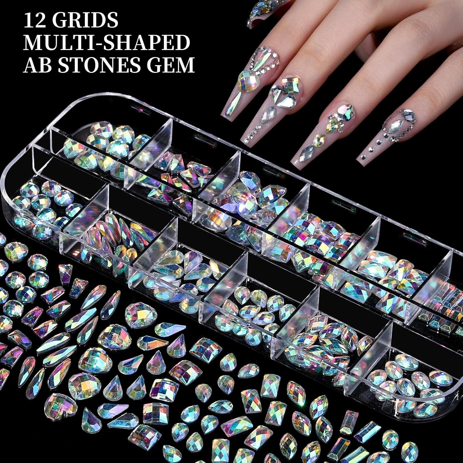 8-Box Nail Gem Kit with 3D Charms & Tools – Transform Your Nail Art Experience