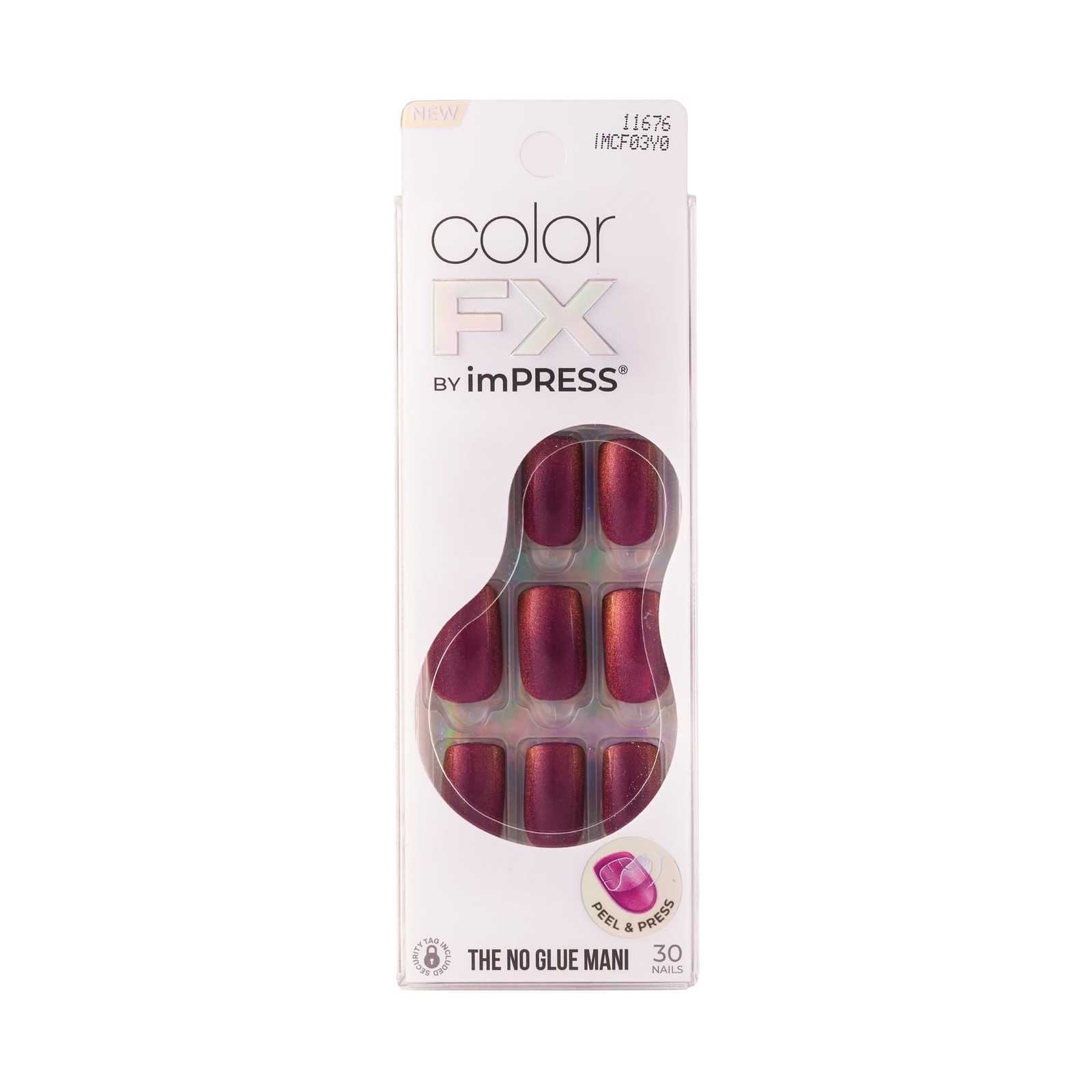 Impress Color FX No Glue Mani 30 Pcs Press on Nails, Medium False Nails, Meta…