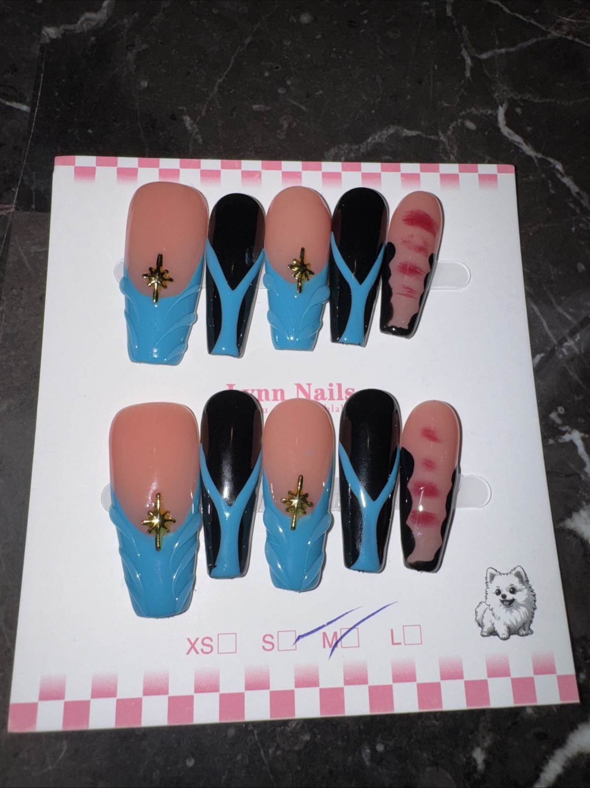 Handmade Medium Coffin Press On Nails Glam Rhinestone Reusable Full Kit Set