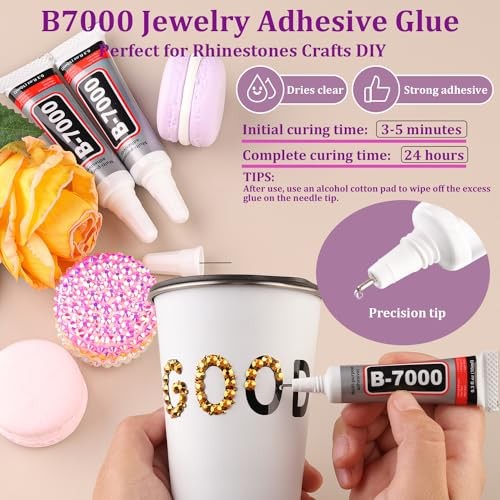 6000Pcs Resin Jelly Rhinestones with 1Pcs 10ml 3mm A04-Copper Gold with Glue