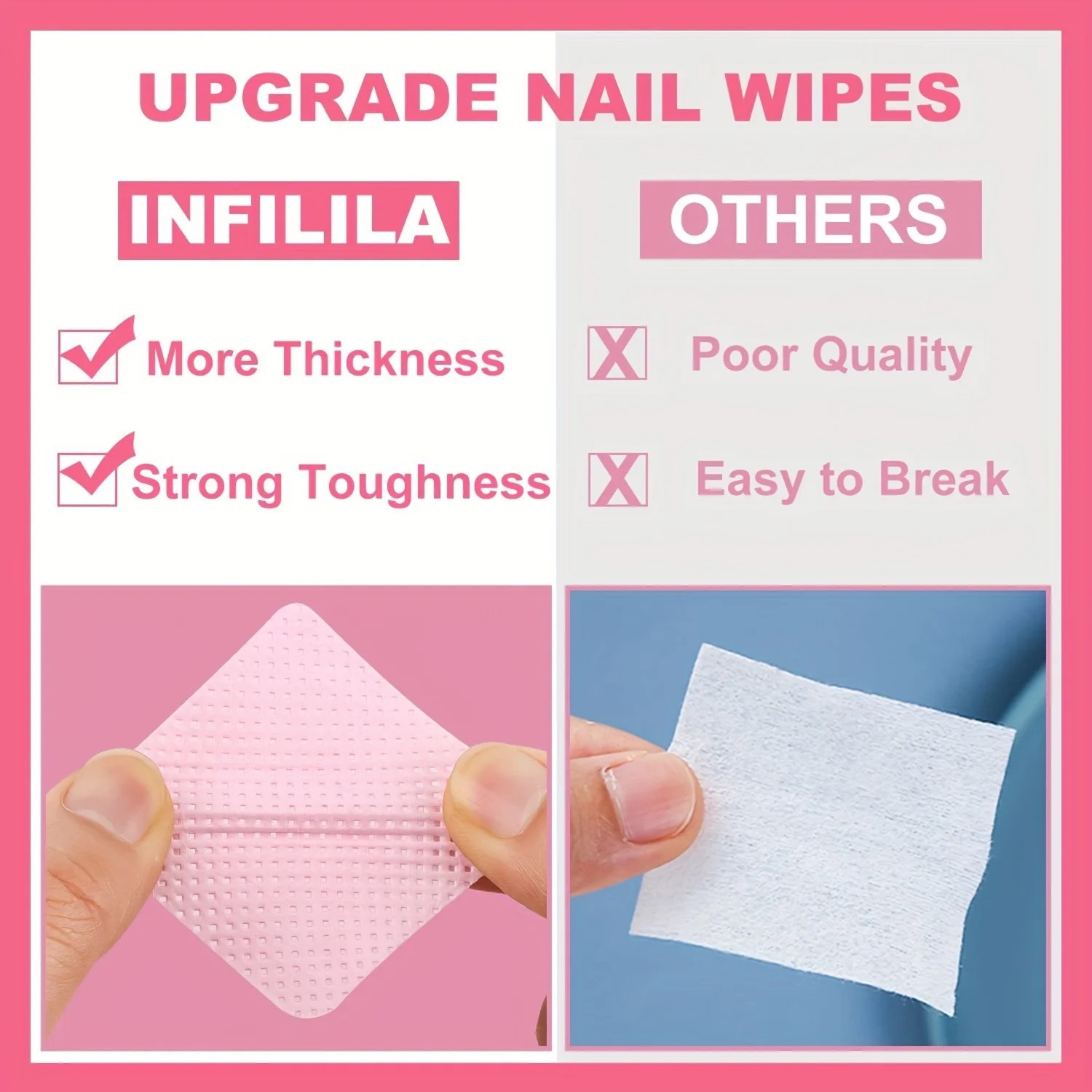 600PCS Lint Free Nail Wipes with Pump Bottle Gel Polish Remover Pads Cleaner