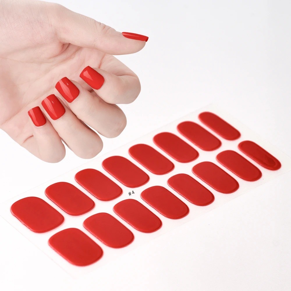 16 Tips Semi Cured Gel Nail Wraps French UV Gel Nail Stickers Long Lasting