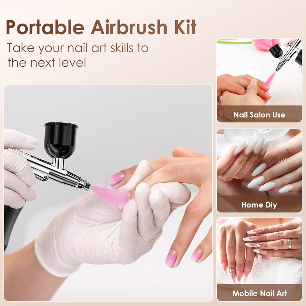 Portable Air Compressor Kit Air-Brush Paint Spray Gun Nail Tattoo Art Airbrush
