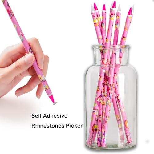 8 Pcs Rhinestone Picker Tool Kit, Self-Adhesive Wax Pencil for Rhinestones and