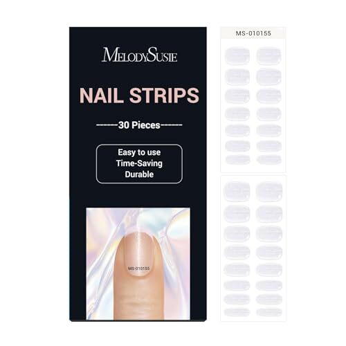 Semi Cured Gel Nail Strips ()- Works with Nail lamp, Crystal Clear Cat Eye