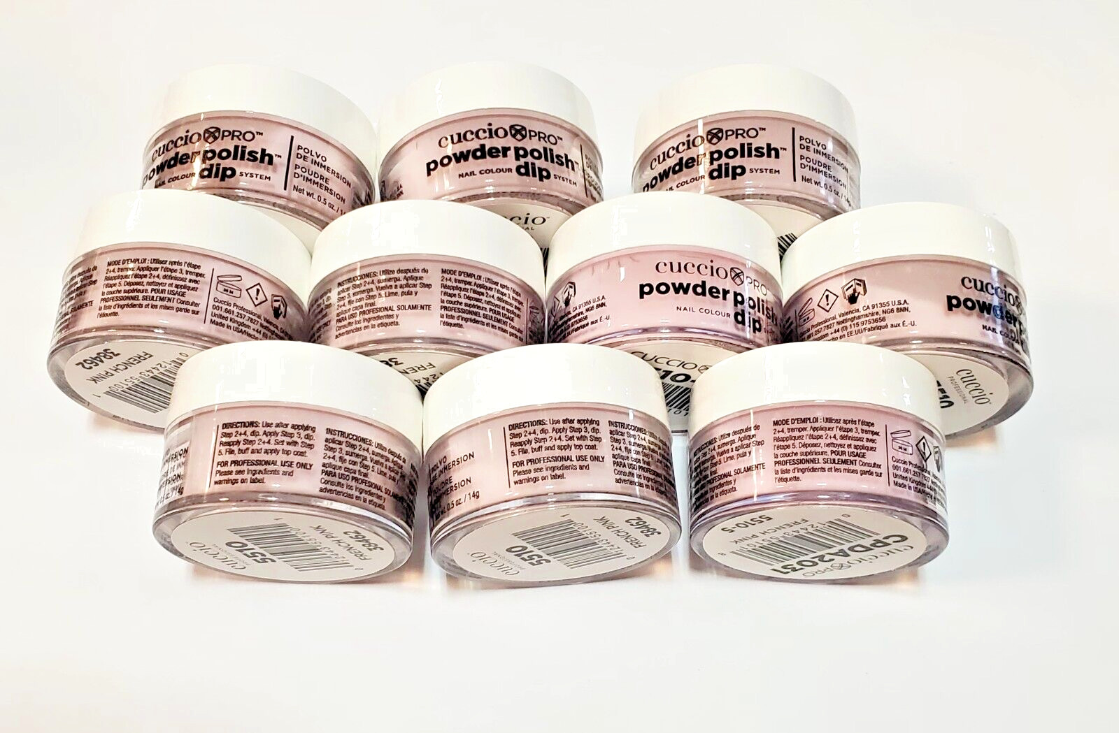 CUCCIO Professional Powder Polish Dip 0.5 fl oz Color – French Pink – 10 JARS!!!