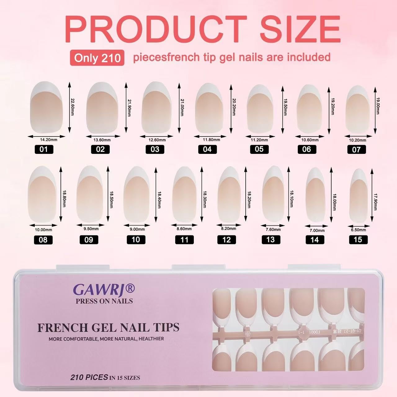 210 Pcs French Gel Nail Tips Short Oval Light Brown Press-on Nail Tips DIY Ma…