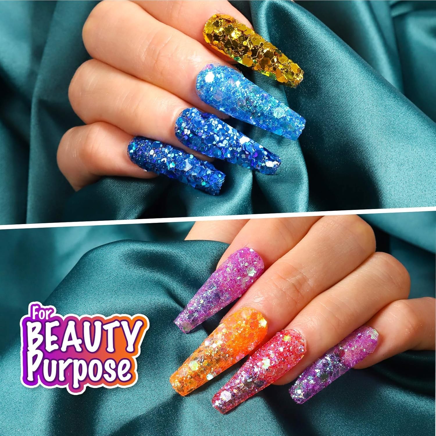 Holographic Chunky Glitter 15 Colors Craft Glitter for Resin Nail Body 5 Mixing