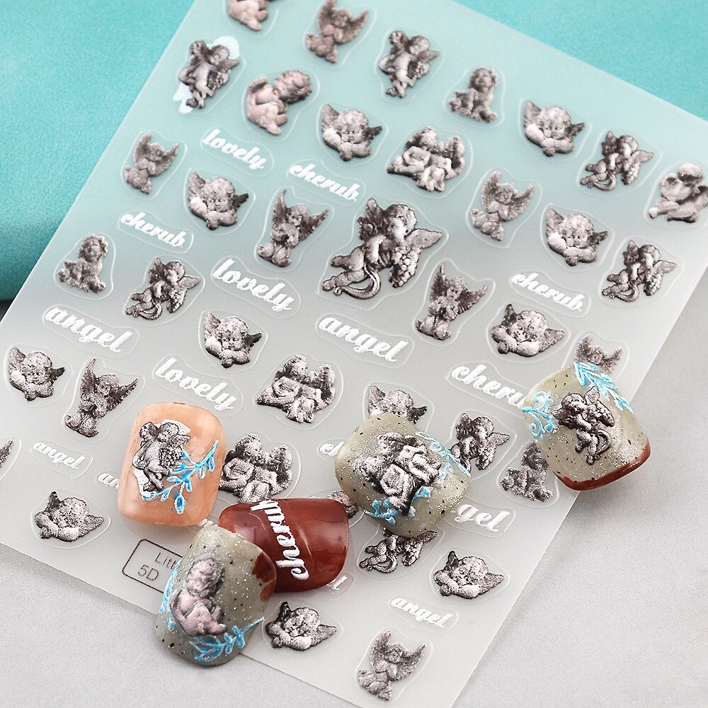 5D Embossed Magic Lovely Angel Nail Art Stickers Self Adhesive TS251 NH27