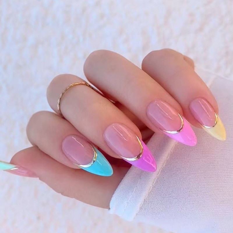 24 Colorful Artificial Nail Plastic Manicure Set For Parties Event Daily Styles