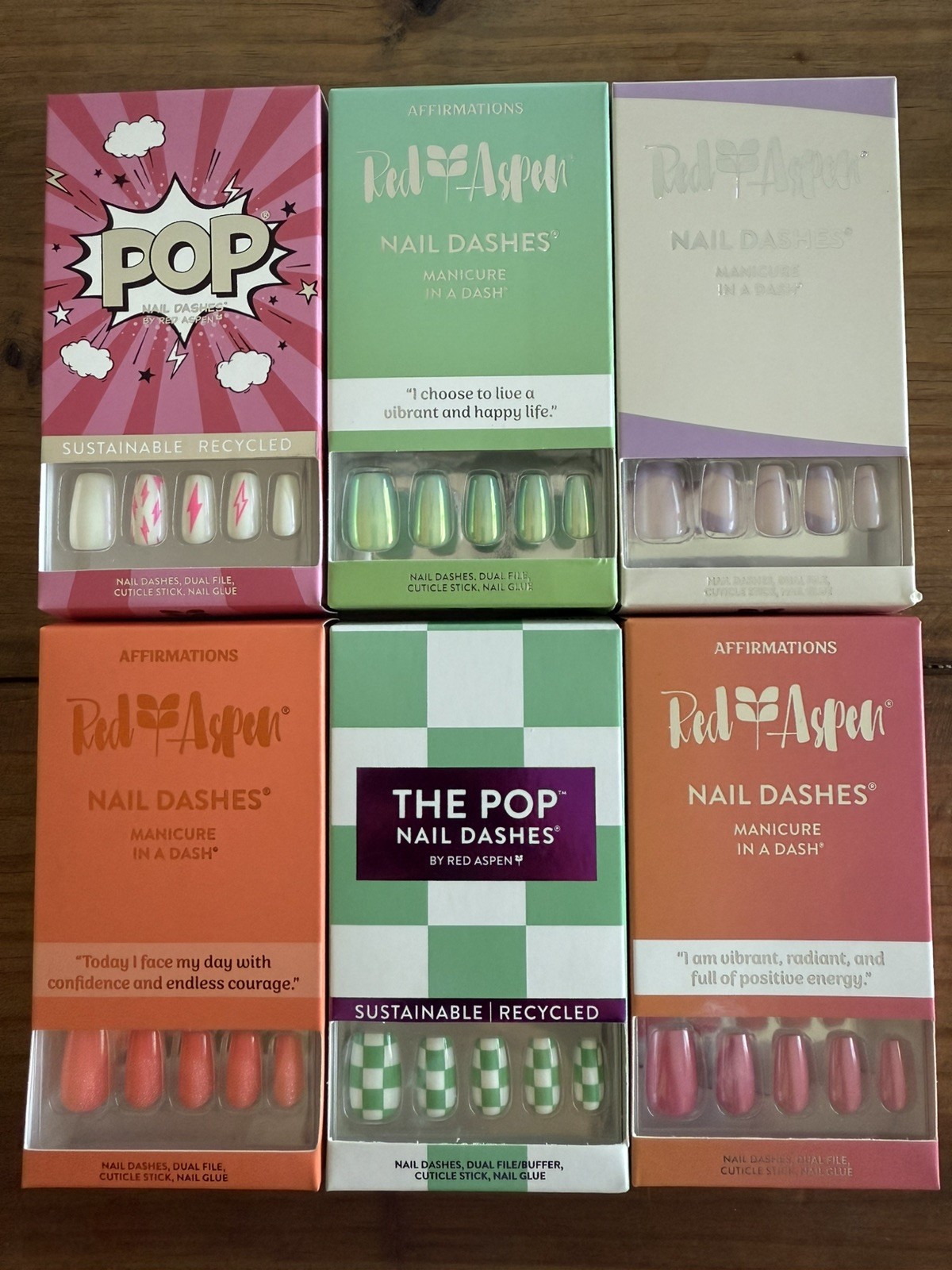 NIB- Red Aspen Nail Dash Bundle Set- 6 Boxes- Press On nails- Medium Coffin