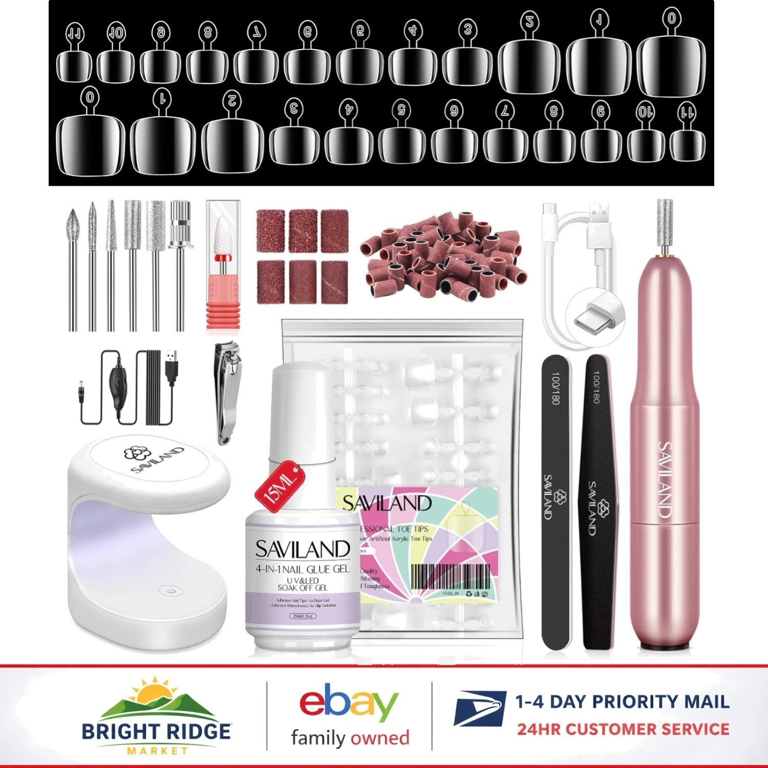 Soft Gel Toenail Tips and Glue Gel Set with Nail Drill for Easy Application